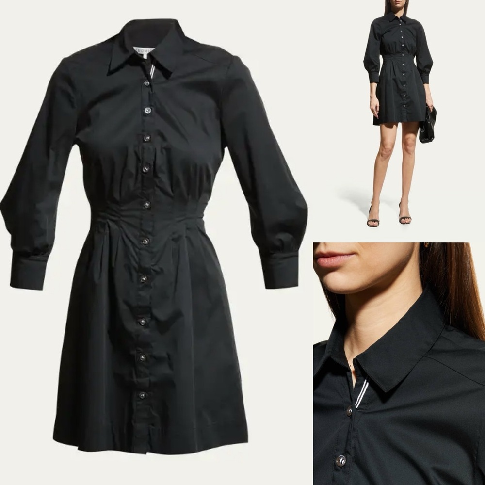 VERONICA BEARD
Polina Button-Front Pleated Shirt Dress size 14 black - Picture 2 of 10